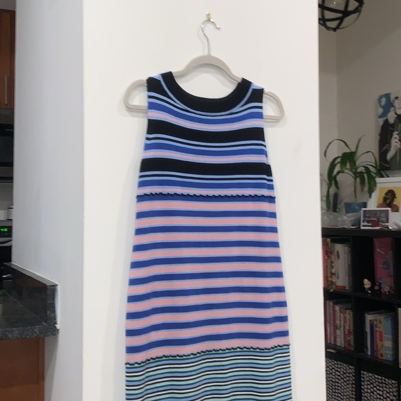 MARNI x UNIQLO collab Merino Blend Sleeveless Knitted Dress blue pink stripe S - Picture 3 of 12